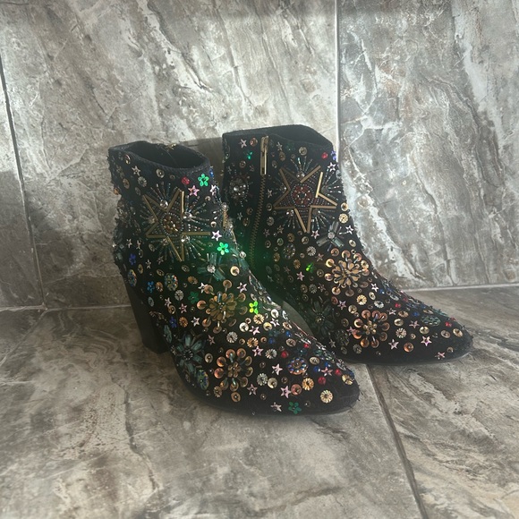 RARE Free People Sequin Ankle Boots - Picture 3 of 8